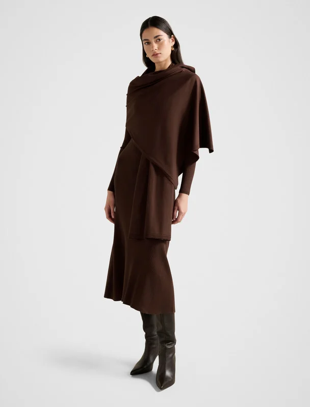 forever new  AMELIE A-Line Knitted Midi Dress with Scarf for Women | Best Price UAE